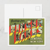 Carte Postale Salutations de Finger Lakes du centre de New York (Devant / Derrière)