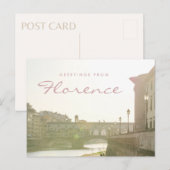 Carte Postale Salutations de Florence Italie Pont Vecchio (Devant / Derrière)
