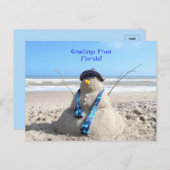 Carte Postale Salutations de Florida Beach Snowman (Devant / Derrière)