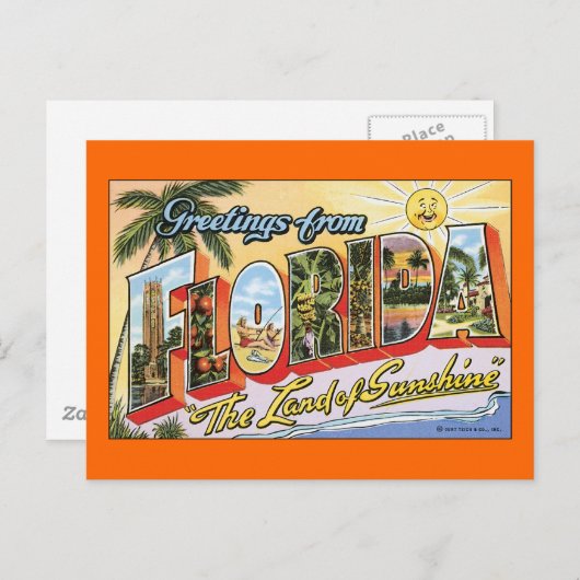 Carte Postale Salutations De Floride (Devant / Derrière)