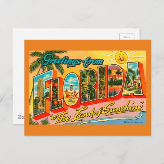 Carte Postale Salutations De Floride (Devant / Derrière)