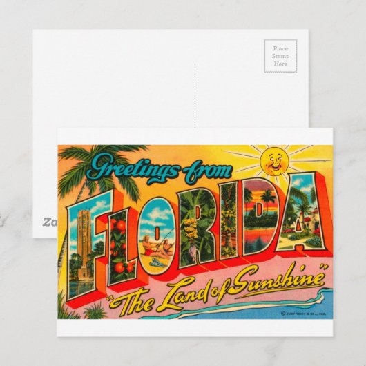 Carte Postale Salutations De Floride (Devant / Derrière)