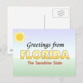 Carte Postale Salutations de Floride (Devant / Derrière)
