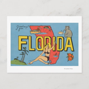 Carte Postale Salutations de Floride (Bleu)Floride
