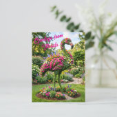 Carte Postale Salutations de Floride Flamingo Topiaire Tropical (Debout devant)