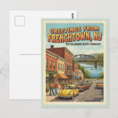 Carte Postale Salutations de Frenchtown NJ Rétro (Devant / Derrière)