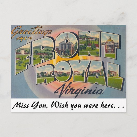 Carte Postale Salutations de Front Royal, Virginie (Devant)