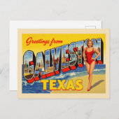 Carte Postale Salutations de Galveston Texas Vintage (Devant / Derrière)