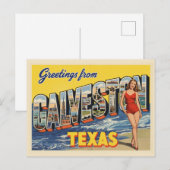 Carte Postale Salutations de Galveston Texas Vintage (Devant / Derrière)