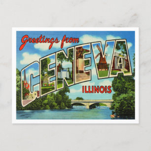 Carte Postale Salutations de Genève, Illinois Vintage voyage