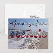 Carte Postale Salutations de Georgia State Flag Hearts USA (Devant / Derrière)