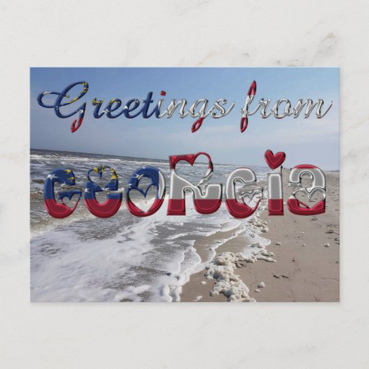 Carte Postale Salutations de Georgia State Flag Hearts USA (Devant)