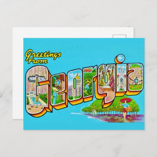 Carte Postale Salutations de Géorgie (Devant / Derrière)