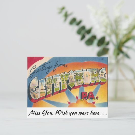 Carte Postale Salutations de Gettysburg, Pennsylvanie (Debout devant)