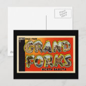 Carte Postale Salutations de Grand Forks North Dakota (Devant / Derrière)