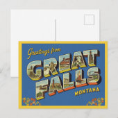 Carte Postale Salutations de Great Falls, Montana (Devant / Derrière)