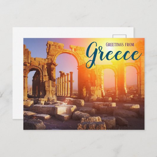 Carte Postale Salutations de Grèce Ancienne Ruines Parthenon (Devant / Derrière)