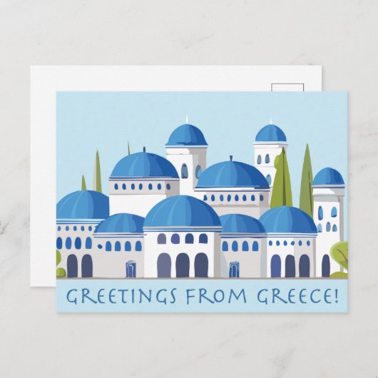 Carte Postale Salutations de Grèce Rétro (Devant / Derrière)