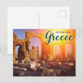 Carte Postale Salutations de Grèce Ruines Antiques Parthénon (Devant / Derrière)