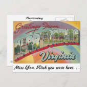 Carte Postale Salutations de Harrisonburg, Virginie (Devant / Derrière)