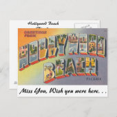 Carte Postale Salutations de Hollywood Beach, Floride (Devant / Derrière)