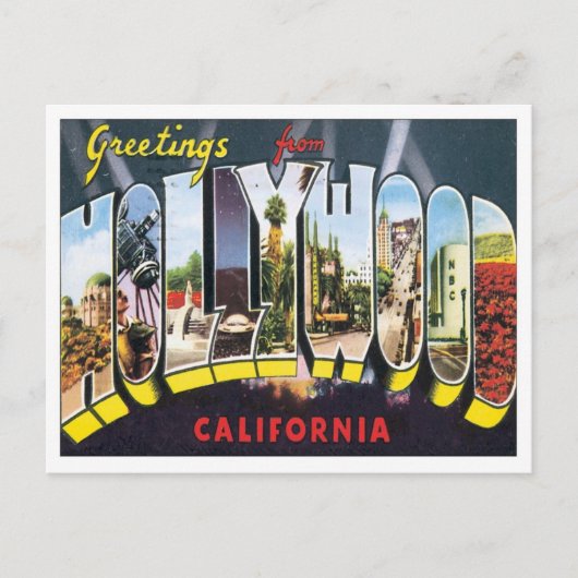 Carte Postale Salutations De Hollywood California (Devant)