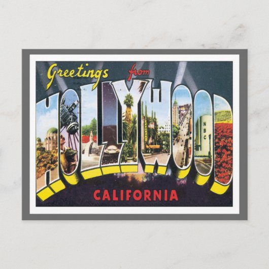 Carte Postale Salutations De Hollywood California (Devant)