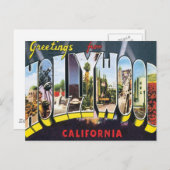 Carte Postale Salutations De Hollywood California (Devant / Derrière)