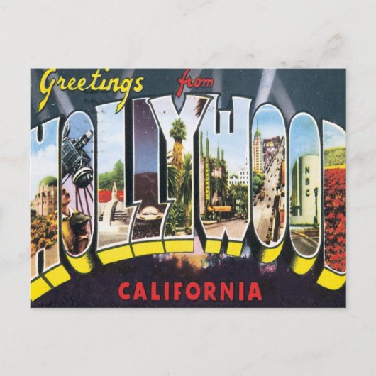 Carte Postale Salutations De Hollywood California (Devant)