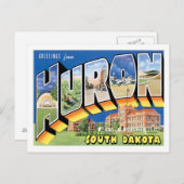 Carte Postale Salutations de Huron South Dakota US City (Devant / Derrière)