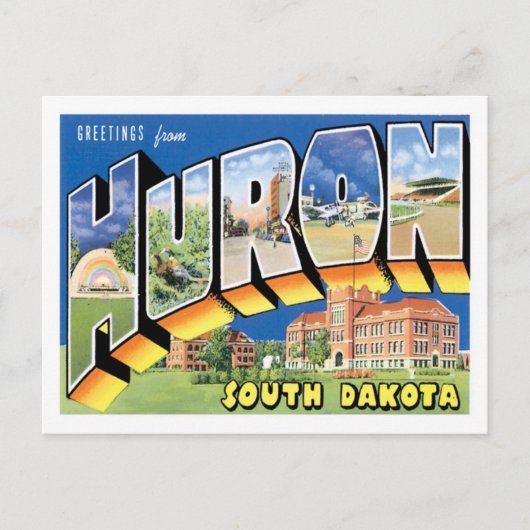 Carte Postale Salutations de Huron South Dakota US City (Devant)
