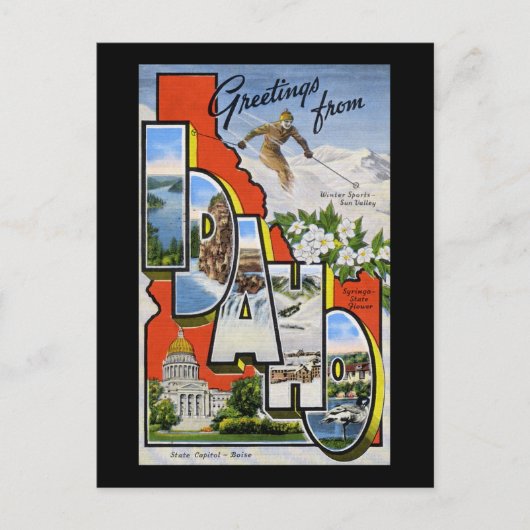 Carte Postale Salutations de Idaho (Devant)