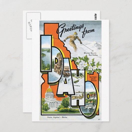 Carte Postale Salutations De Idaho (Devant / Derrière)