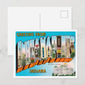 Carte Postale Salutations de Indianapolis, Indiana Travel (Devant / Derrière)