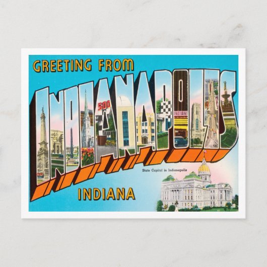 Carte Postale Salutations de Indianapolis, Indiana Travel (Devant)