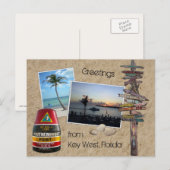 Carte Postale Salutations de Key West, Floride (Devant / Derrière)