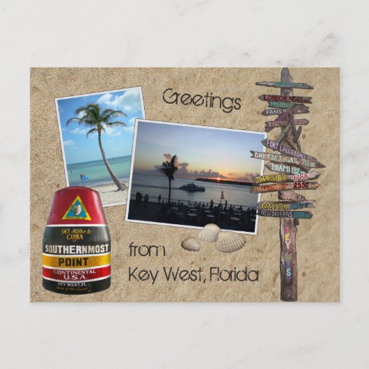 Carte Postale Salutations de Key West, Floride (Devant)