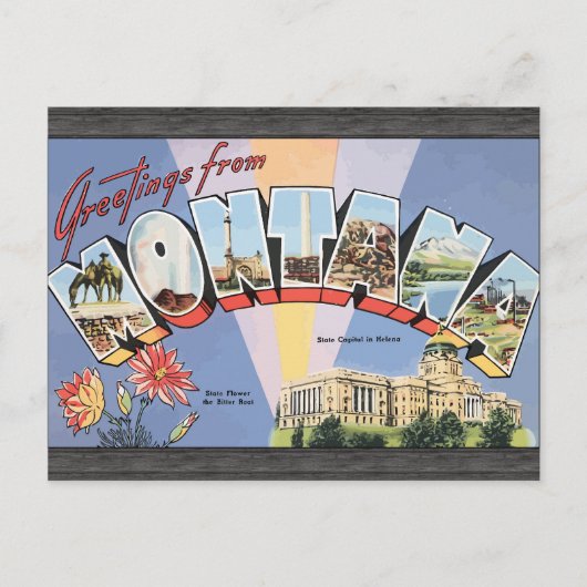 Carte Postale Salutations De La Capitale De L'État Du Montana À  (Devant)