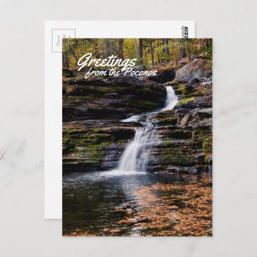 Carte Postale Salutations de la Cascade d'automne de Poconos (Devant / Derrière)