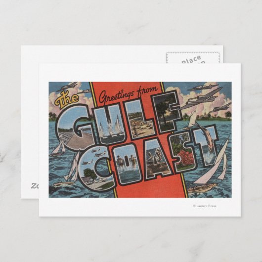 Carte Postale Salutations de la Côte du Golfe (Devant / Derrière)