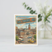 Carte Postale Salutations de la gare de Baltimore MD Rétro (Debout devant)
