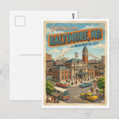 Carte Postale Salutations de la gare de Baltimore MD Rétro (Devant / Derrière)