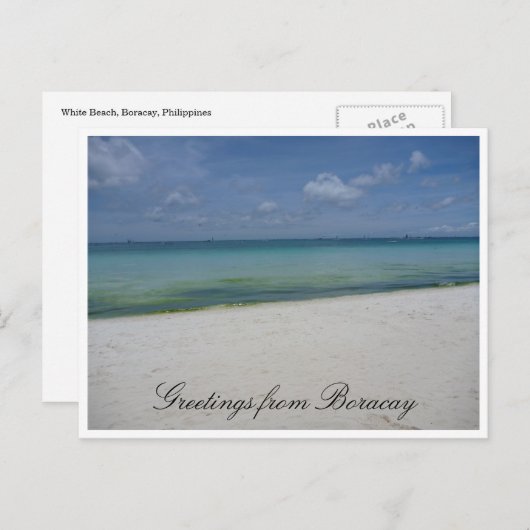 Carte Postale salutations de la plage blanche (Devant / Derrière)