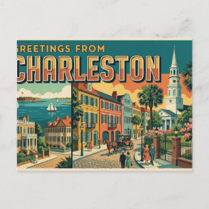 Carte Postale Salutations de la vieille ville de Charleston sur