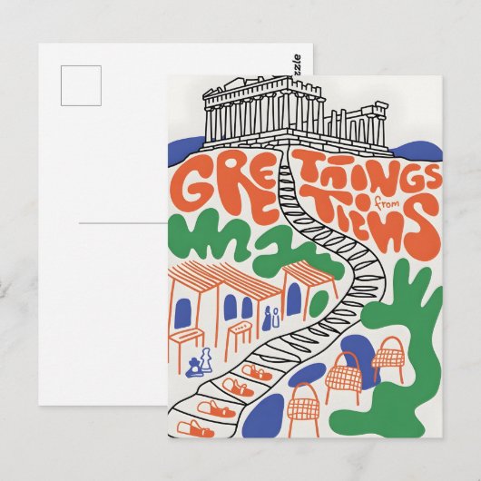 Carte Postale Salutations de la ville d'Athènes (Devant / Derrière)