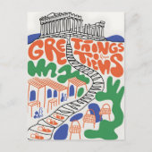 Carte Postale Salutations de la ville d'Athènes (Devant)