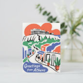 Carte Postale Salutations de la ville d'Athènes (Debout devant)
