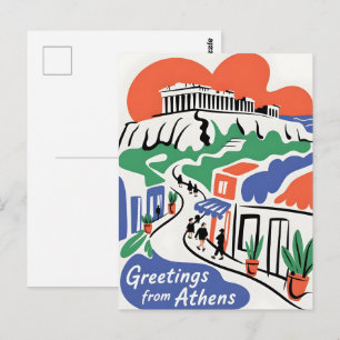 Carte Postale Salutations de la ville d'Athènes
