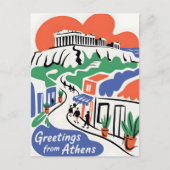 Carte Postale Salutations de la ville d'Athènes (Devant)