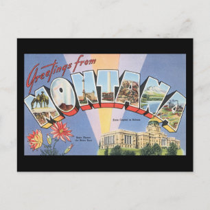Carte Postale Salutations de l'affiche Vintage voyage Montana